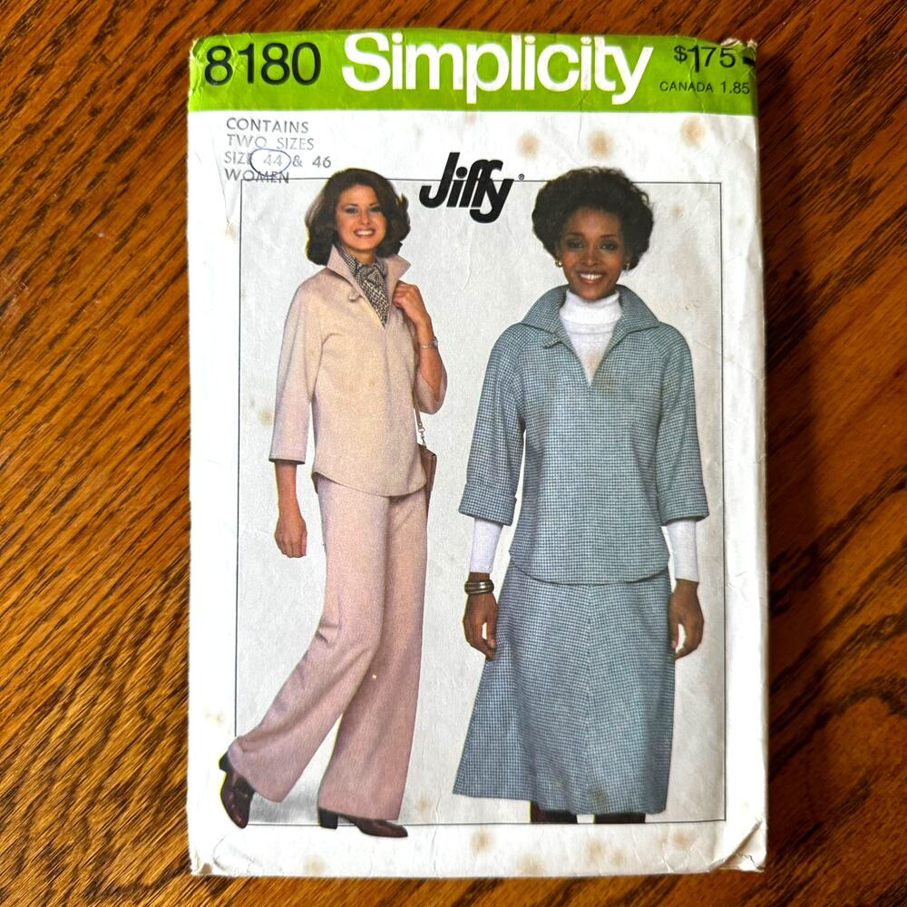 Vintage 1970s Simplicity 8180 Sewing Pattern Sz 2XL-3XL Top Pant Skirt COMPLETE